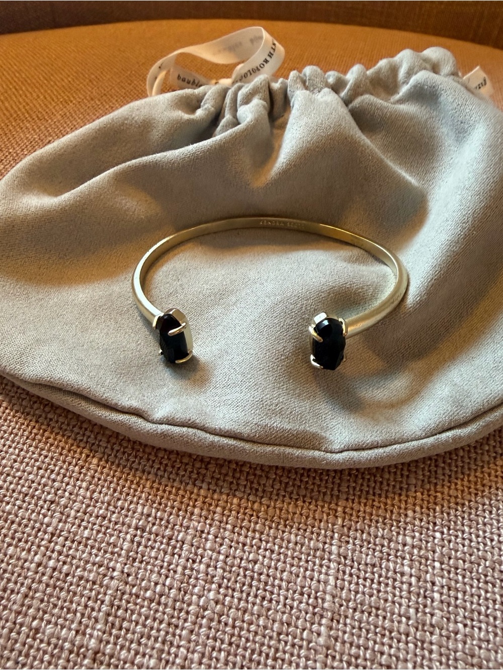 Kendra Scott Gold Open Cuff with Black Stones
